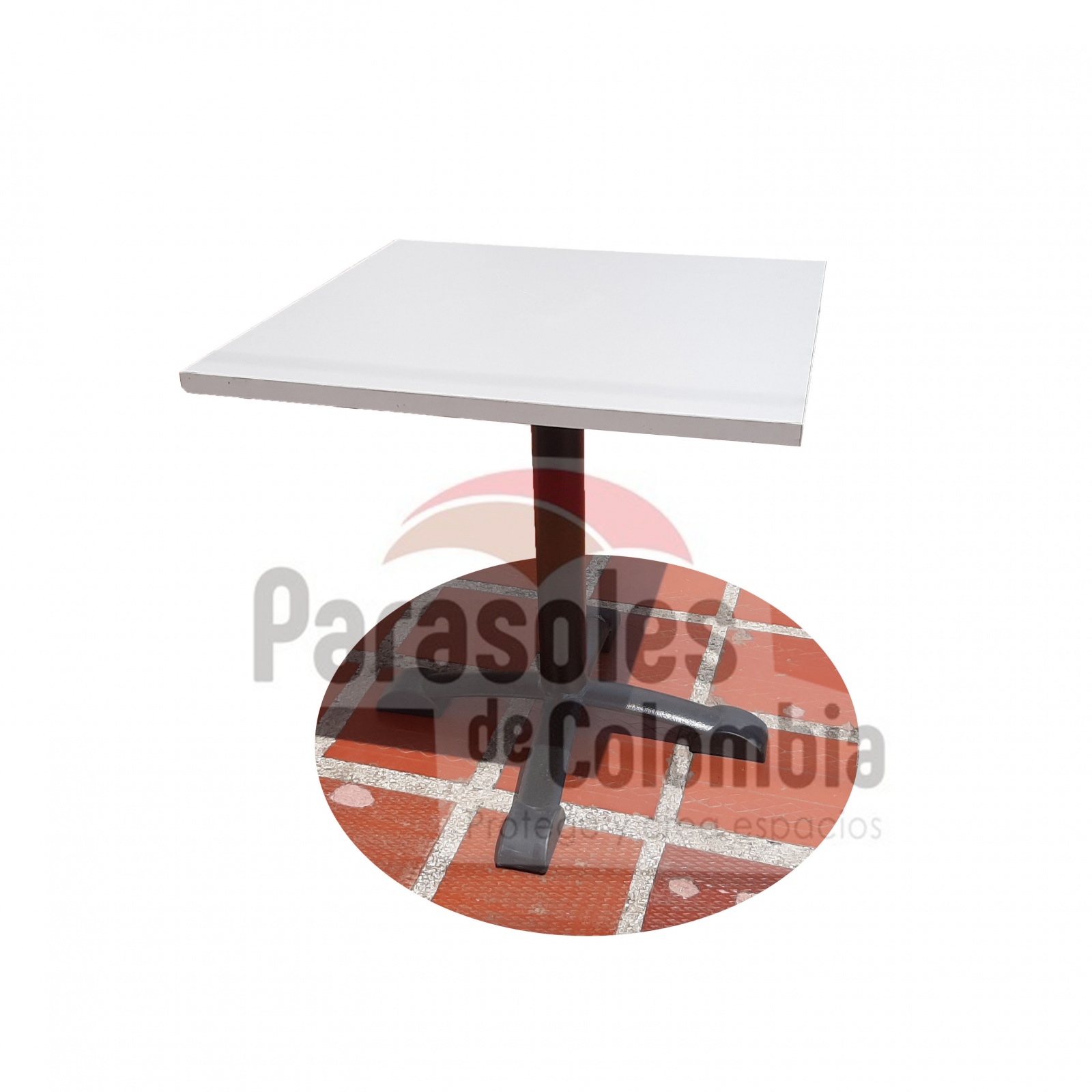  MESA CUADRADA 80X80 - BASE CROMADA